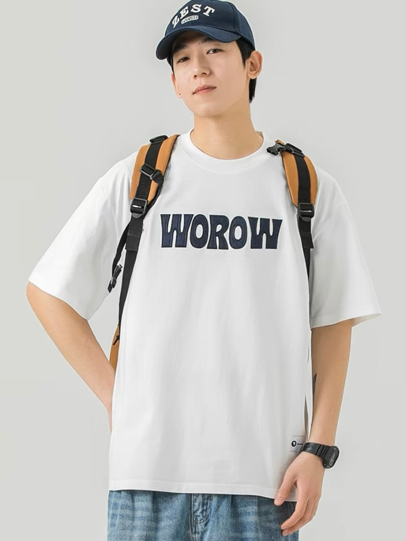 Tmall WOODSOON Short Sleeve T-shirt Men Summer Loose O-neck T-shirt Heavy Letters Fashion Brand Men's Tops Versatile