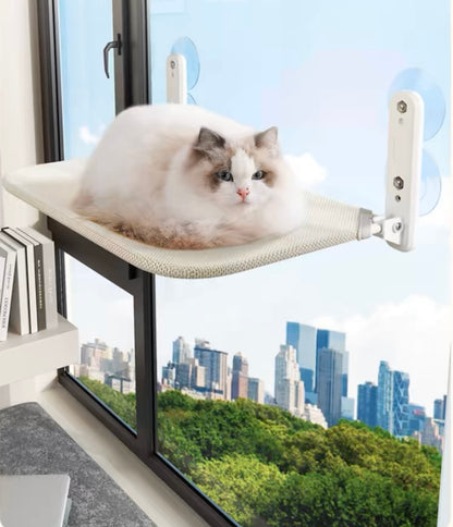 Heavy Duty Cat Window Hammock with Steel Frame and Indoor Foldable Cat Bed with Strong Suction Base, Hanging Cat Bed