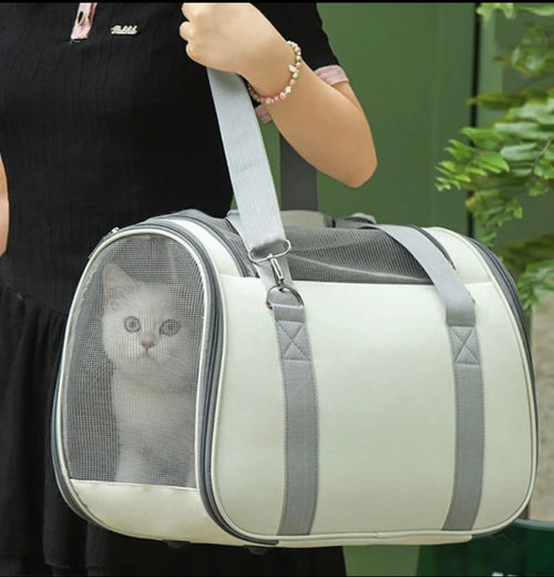 Luxury Pet Carrier Handbag Breathable Mesh Bag Foldable Crossbody Bag Travel Backpack Outdoor Cat All-in-One