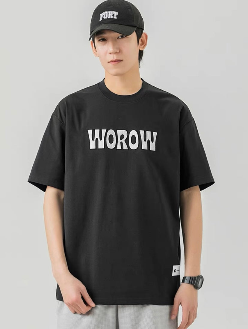 Tmall WOODSOON Short Sleeve T-shirt Men Summer Loose O-neck T-shirt Heavy Letters Fashion Brand Men's Tops Versatile